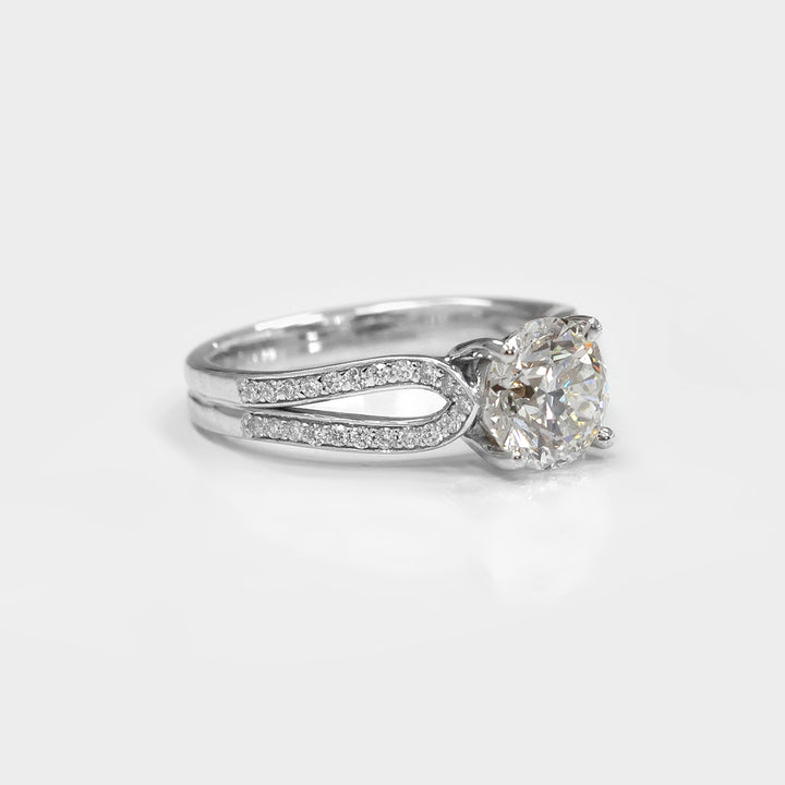 1.50 carat Center diamond Split Shank Engagement Ring