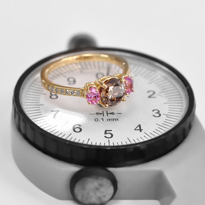 Fancy Round Diamond and Pink Sapphire Ring