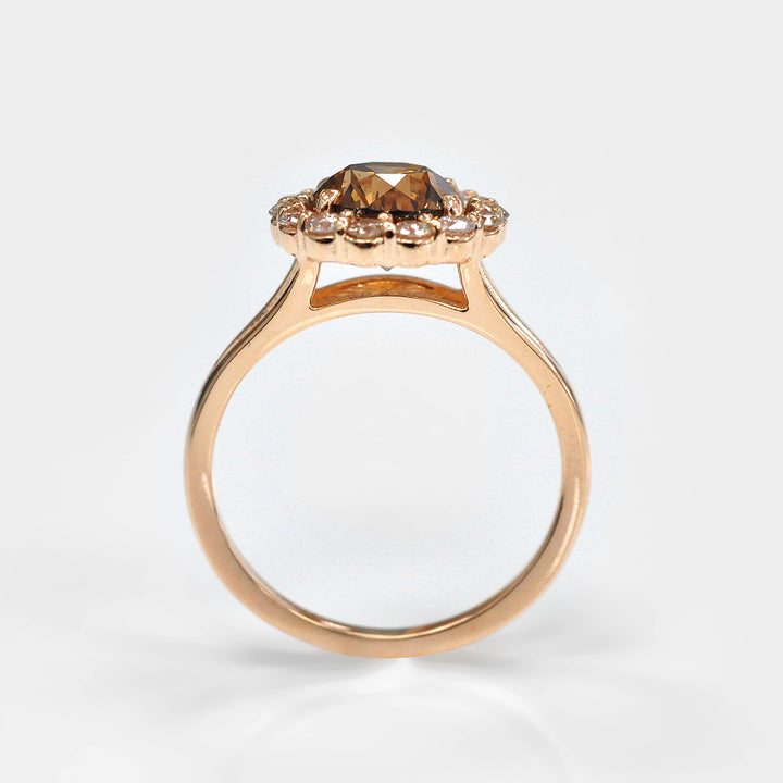 2 Carat Round Orange Diamond Halo Ring