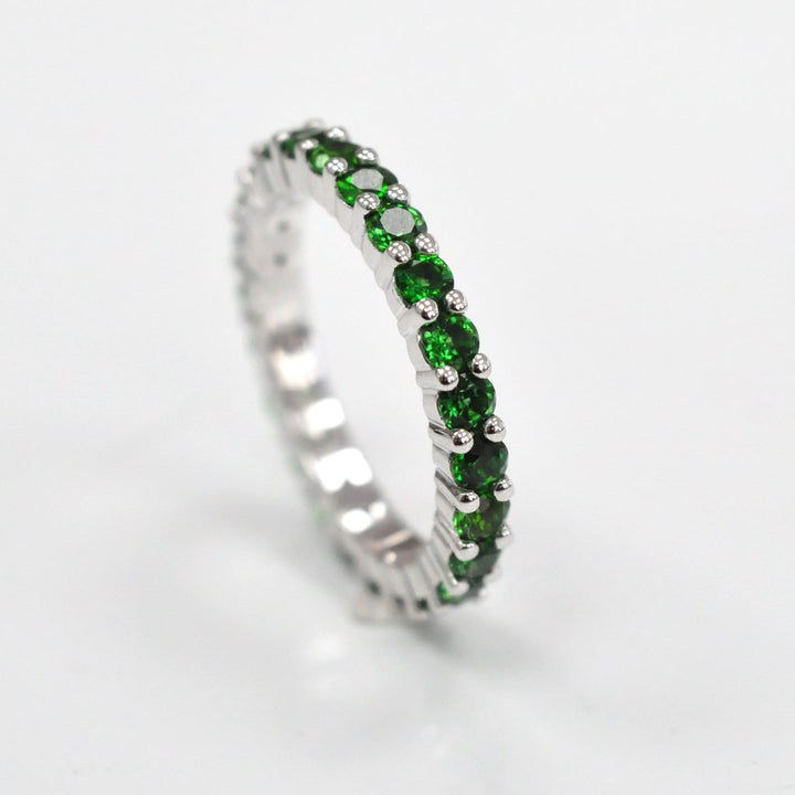 Tsavorite Garnet White Gold Eternity ring