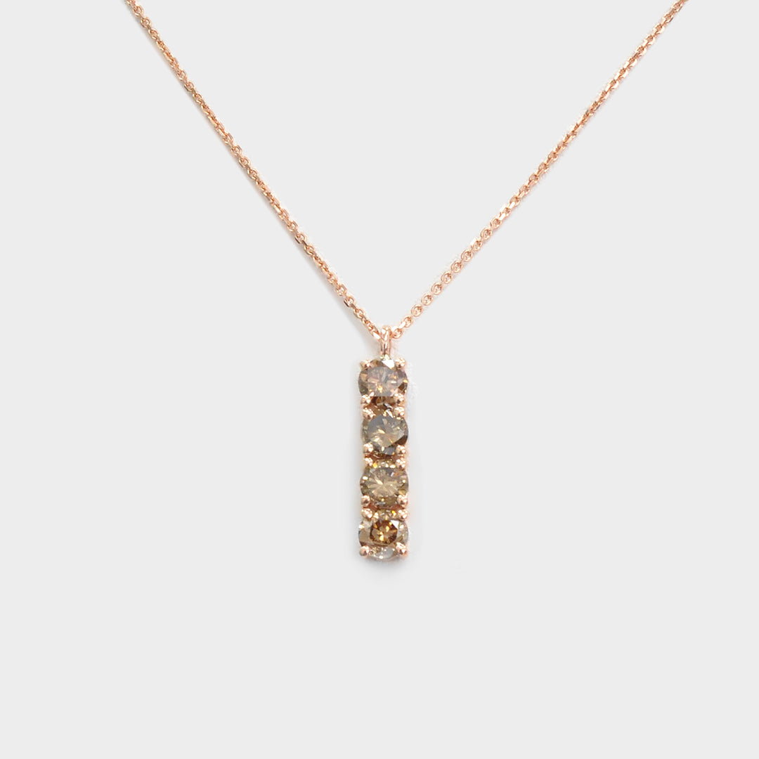 Linear Four Diamonds Pendant in Rose Gold