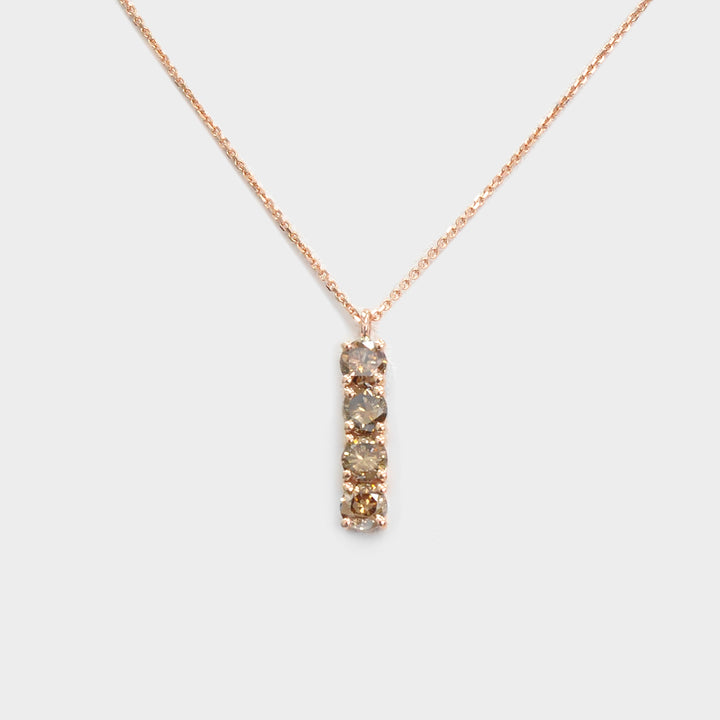 Linear Four Diamonds Pendant in Rose Gold