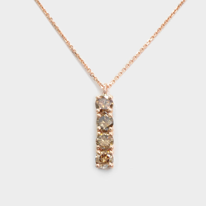 Linear Four Diamonds Pendant in Rose Gold