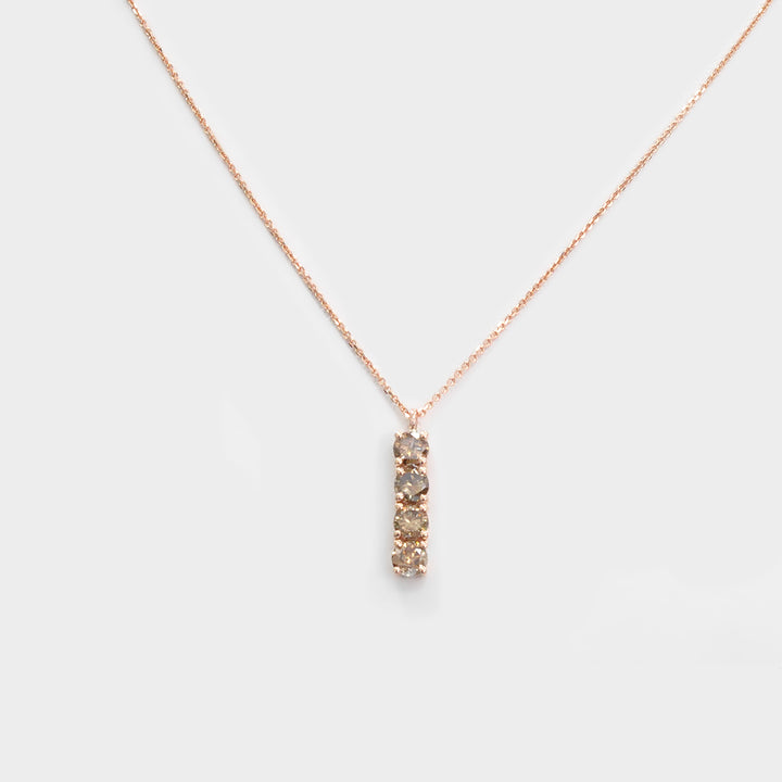 Linear Four Diamonds Pendant in Rose Gold