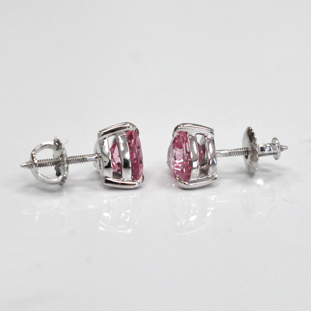 Pink Heartshape Tourmaline white gold Studs