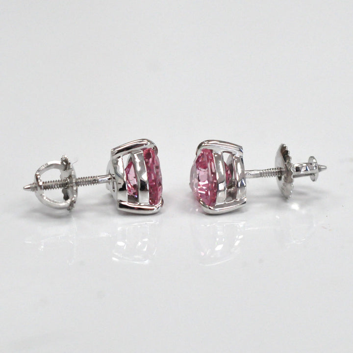 Pink Heartshape Tourmaline white gold Studs