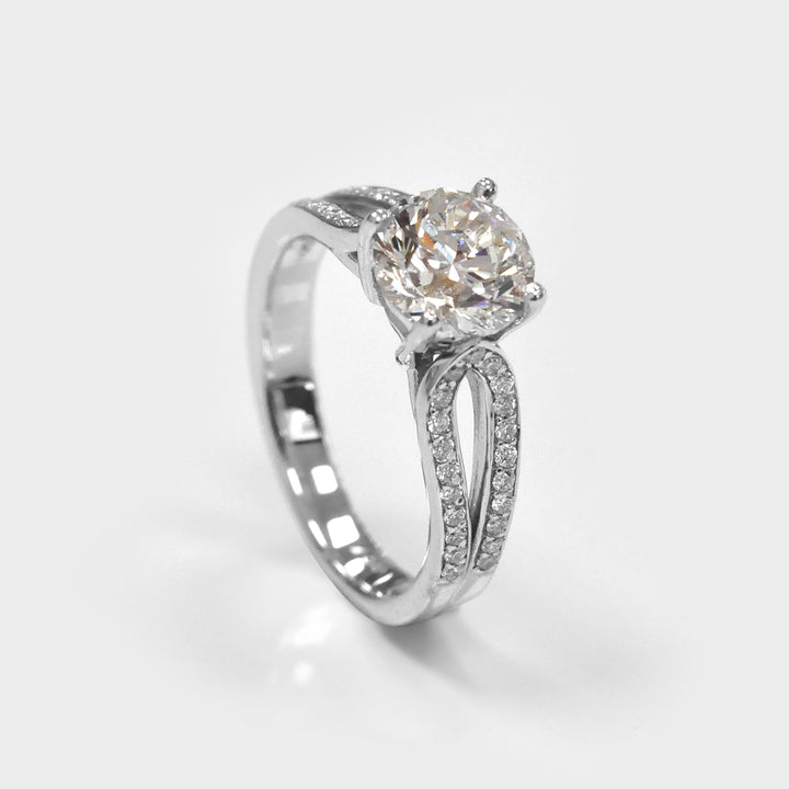 1.50 carat Center diamond Split Shank Engagement Ring