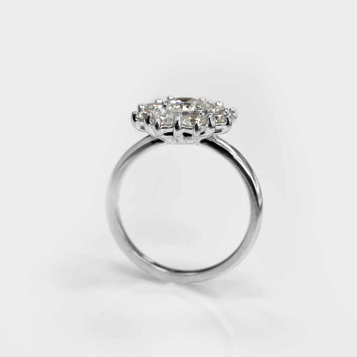 Nine White diamonds Halo Ring