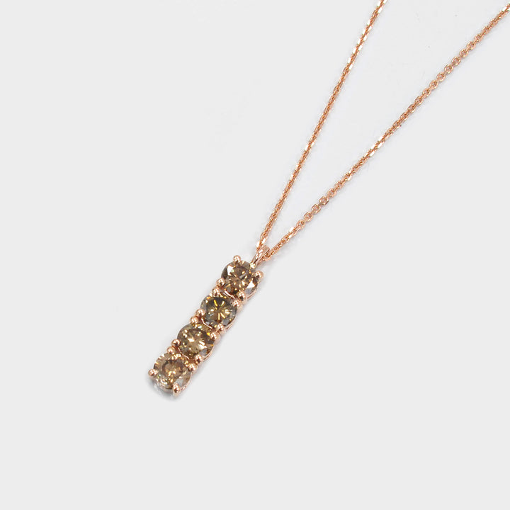Linear Four Diamonds Pendant in Rose Gold