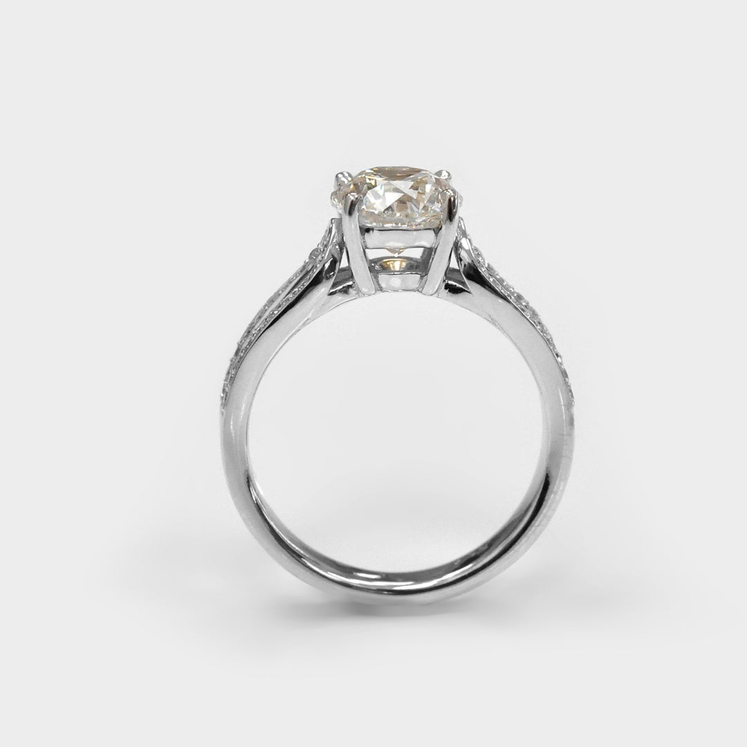 1.50 carat Center diamond Split Shank Engagement Ring