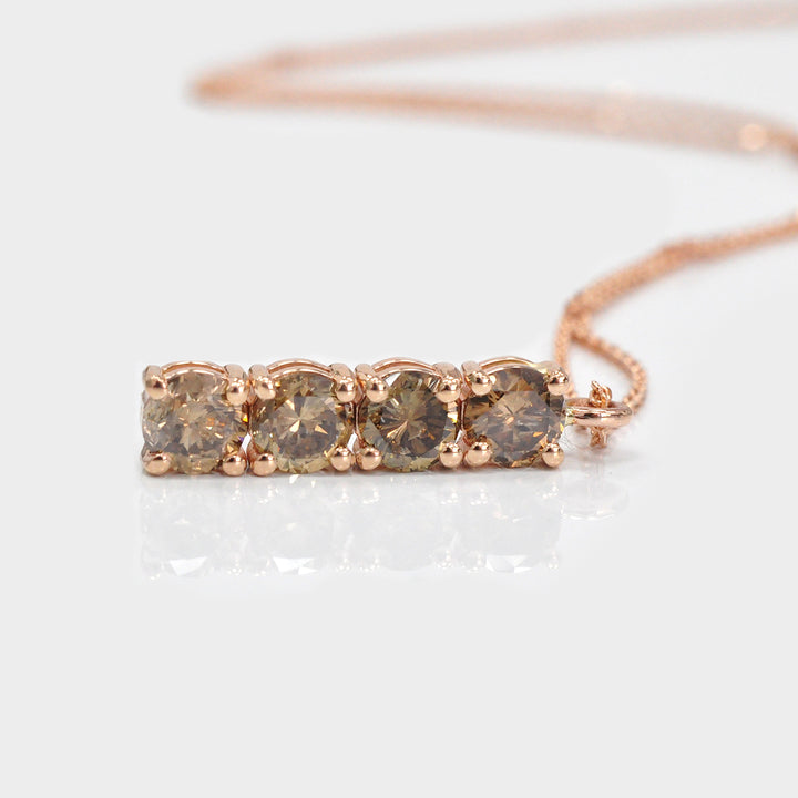 Linear Four Diamonds Pendant in Rose Gold