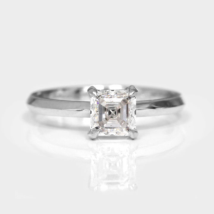 Classic Asscher Cut Solitaire Engagement Diamond Ring