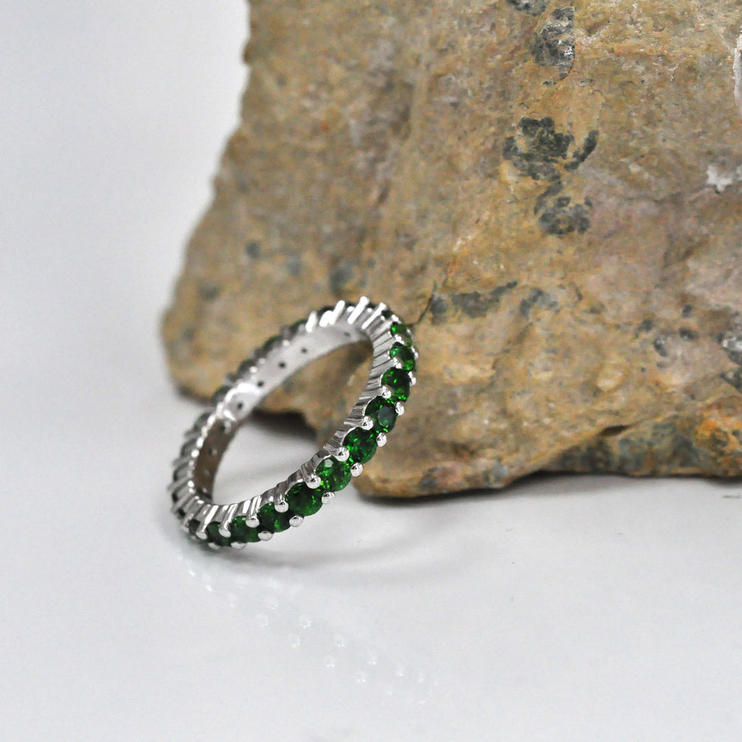 Tsavorite Garnet White Gold Eternity ring
