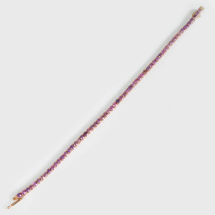 Purple and Pink Round cut Sapphire Bracelet in Rose Gold