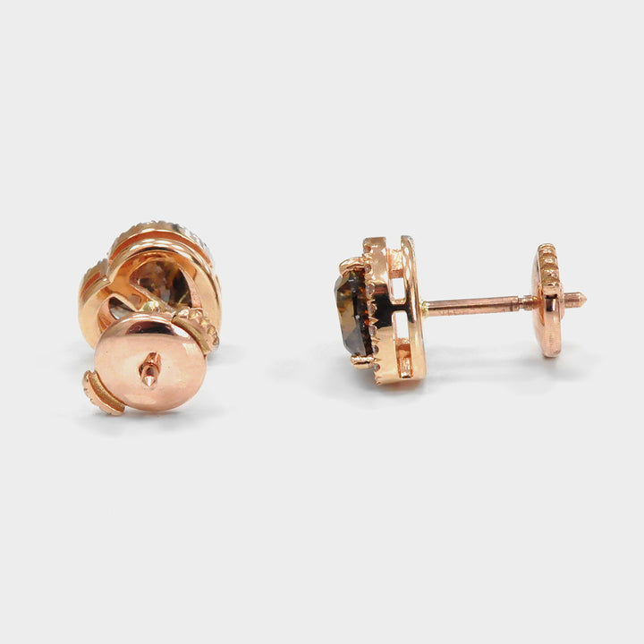 Heart Shape Fancy Brown Diamonds Halo Earrings