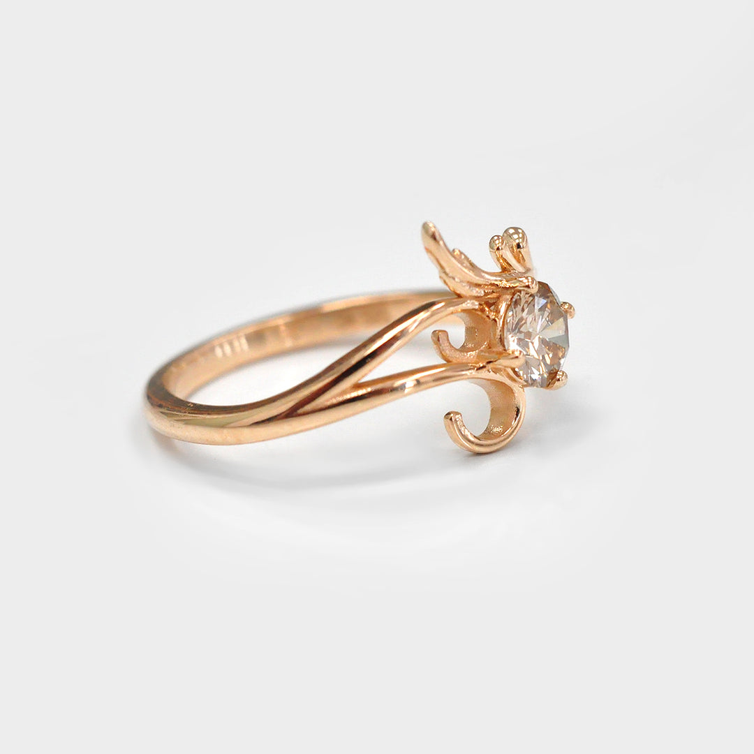 Solitaire Round Diamond Ring in Rose Gold
