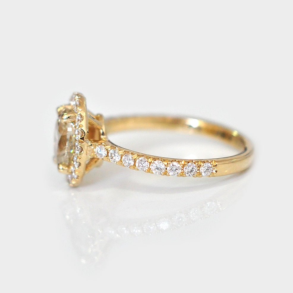 Oval Cut Fancy Yellow Diamond Halo Ring