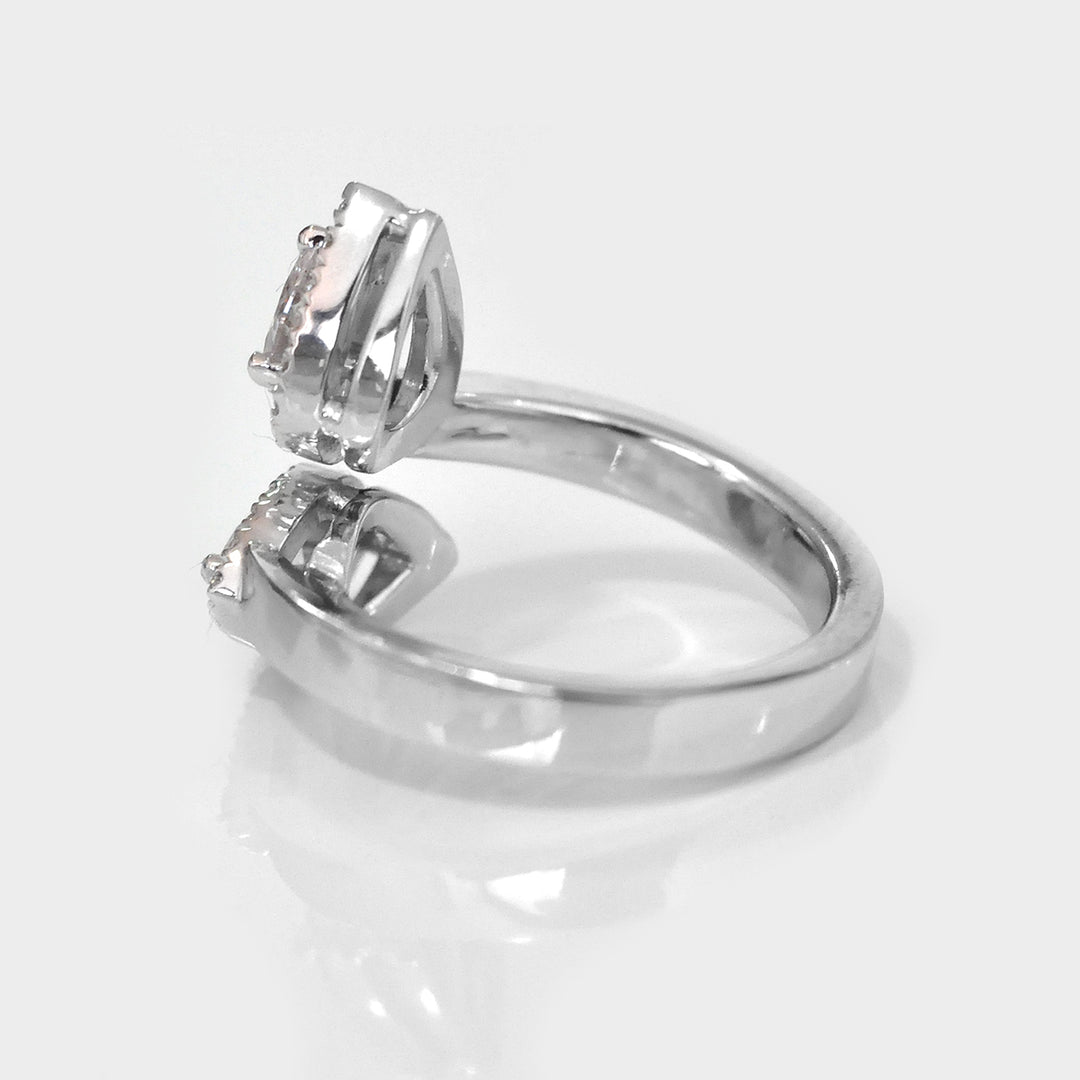 Pear &amp; marquise diamonds halo twin ring
