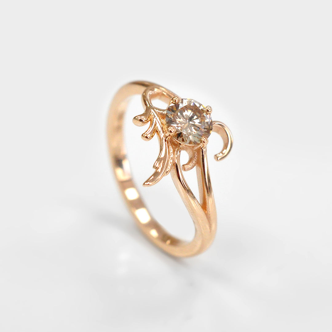 Solitaire Round Diamond Ring in Rose Gold