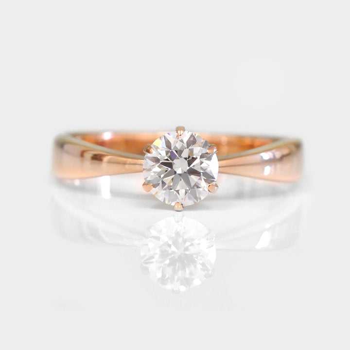 Thin to thick 6 Prongs Rose Gold Engagement Ring