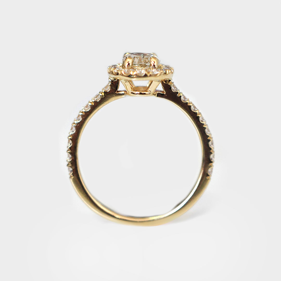 Oval Cut Fancy Yellow Diamond Halo Ring