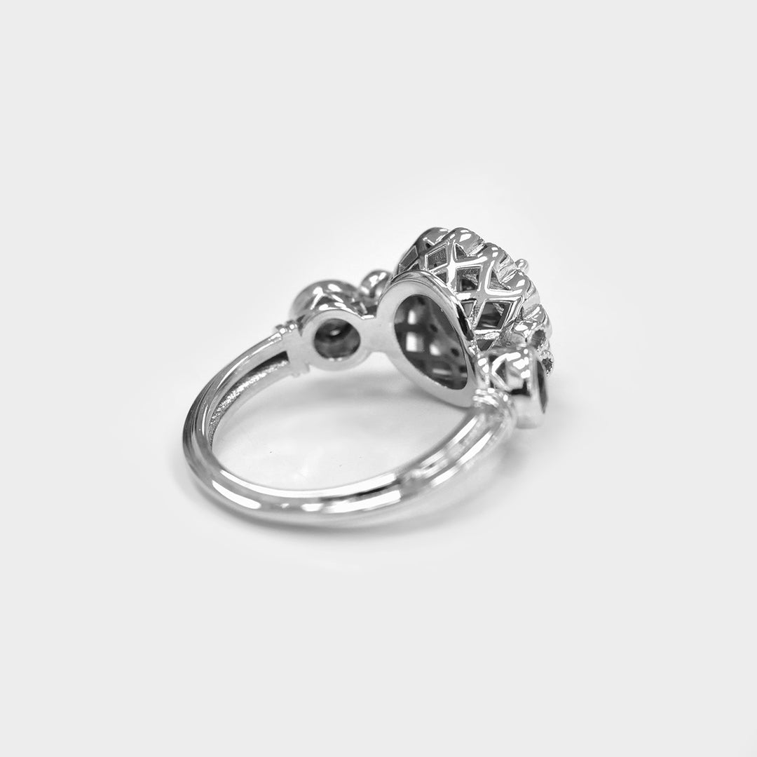 Fancy Diamond and Blue Sapphires Vintage Style Ring