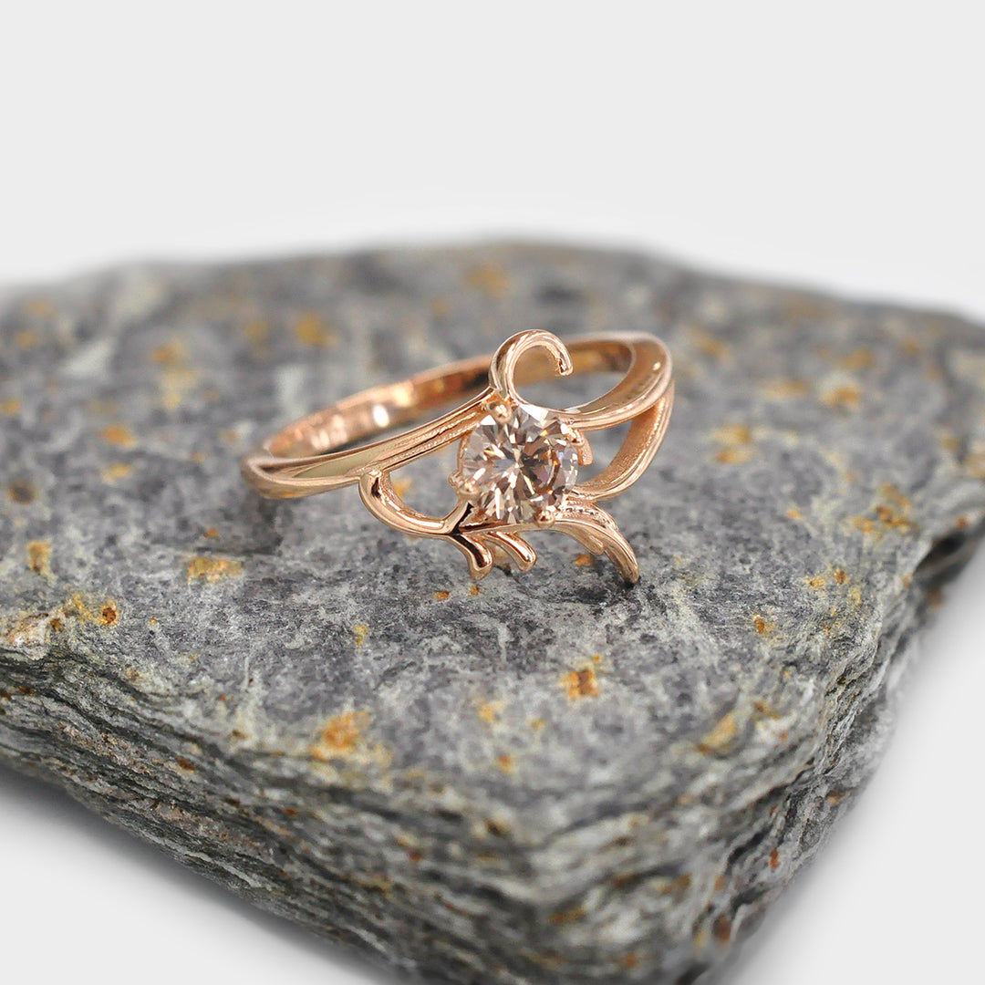 Solitaire Round Diamond Ring in Rose Gold