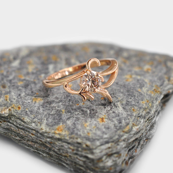 Solitaire Round Diamond Ring in Rose Gold