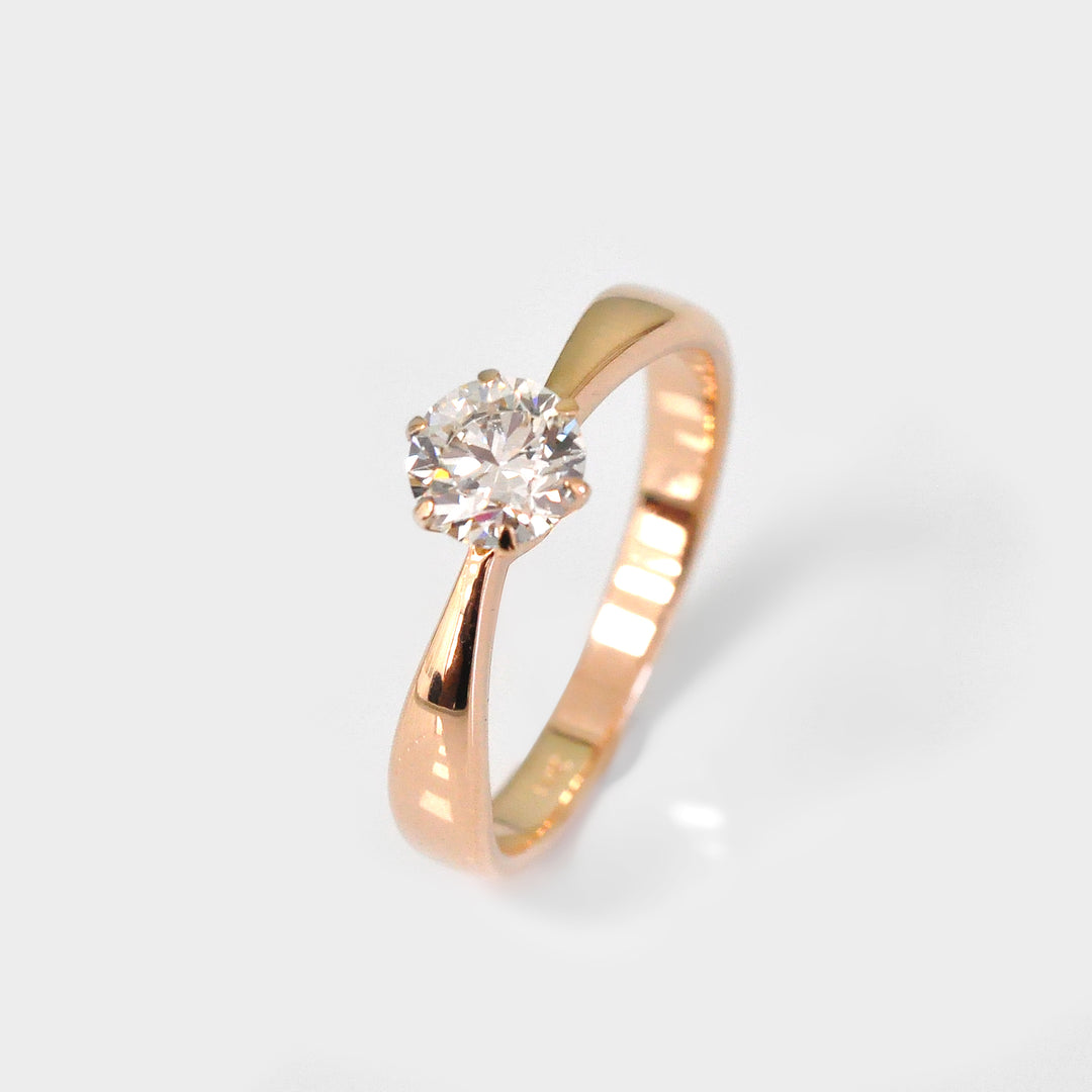 Thin to thick 6 Prongs Rose Gold Engagement Ring