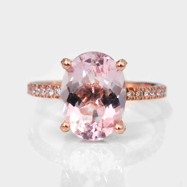 Pink Morganite Ring and Side Diamonds