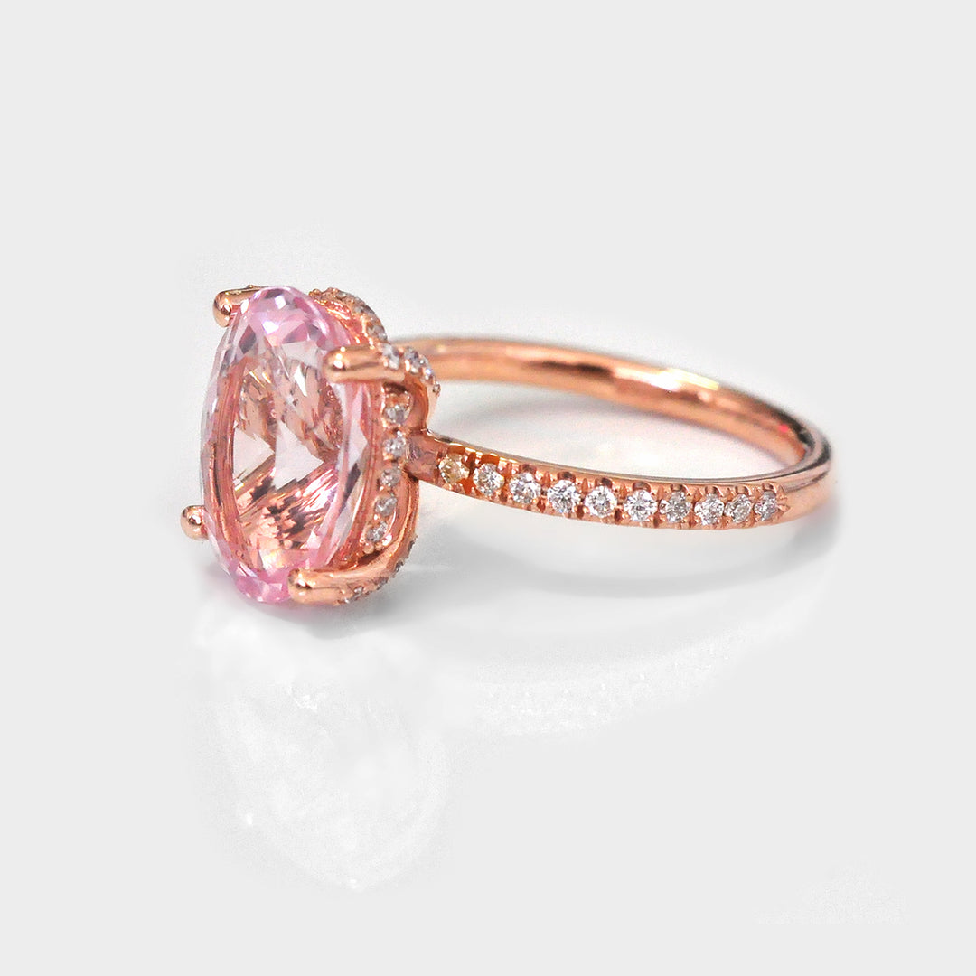 Pink Morganite Ring and Side Diamonds