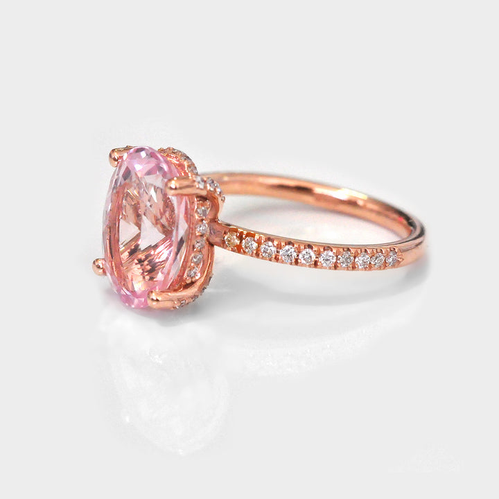 Pink Morganite Ring and Side Diamonds