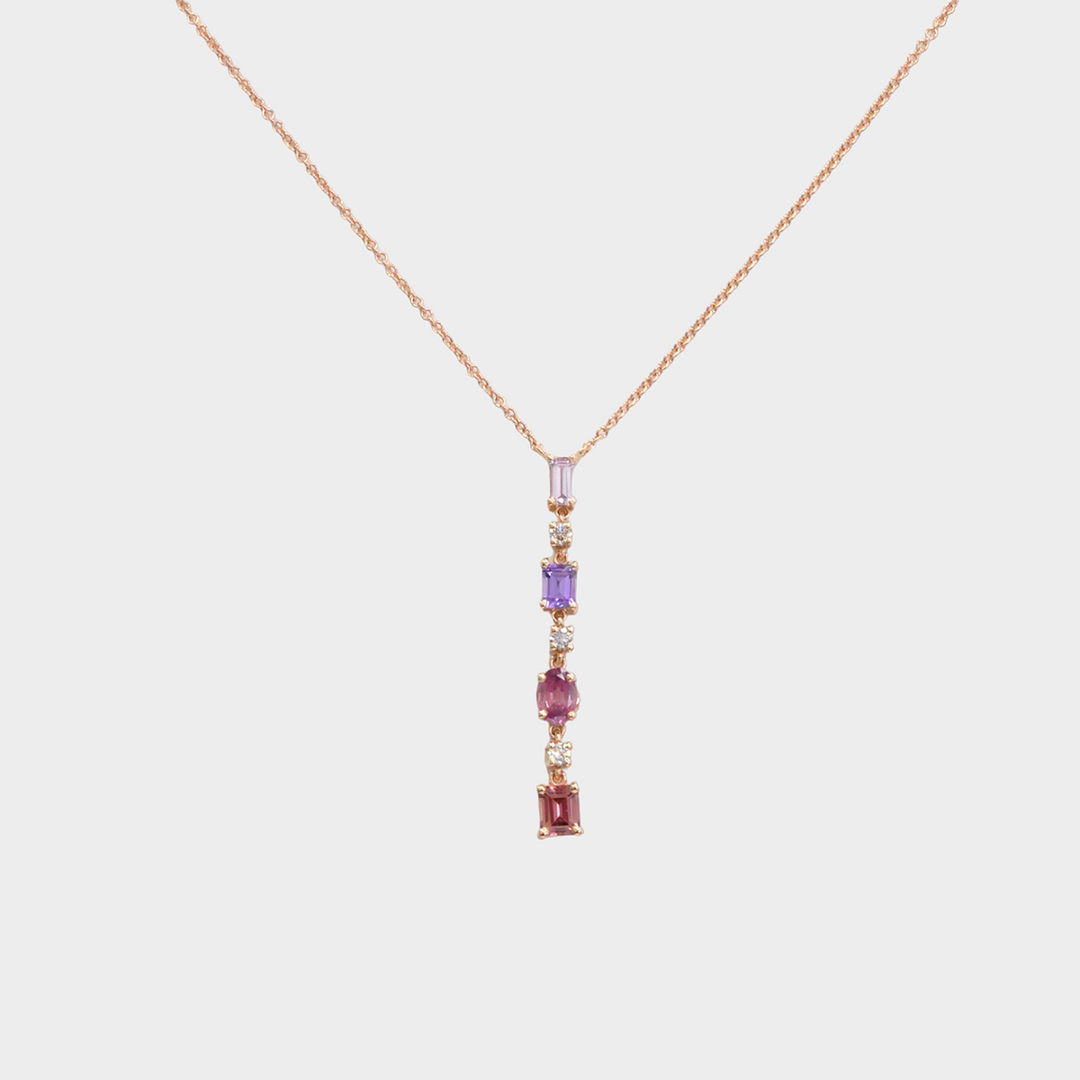 Fancy Sapphires and Diamonds Pendant in Rose Gold
