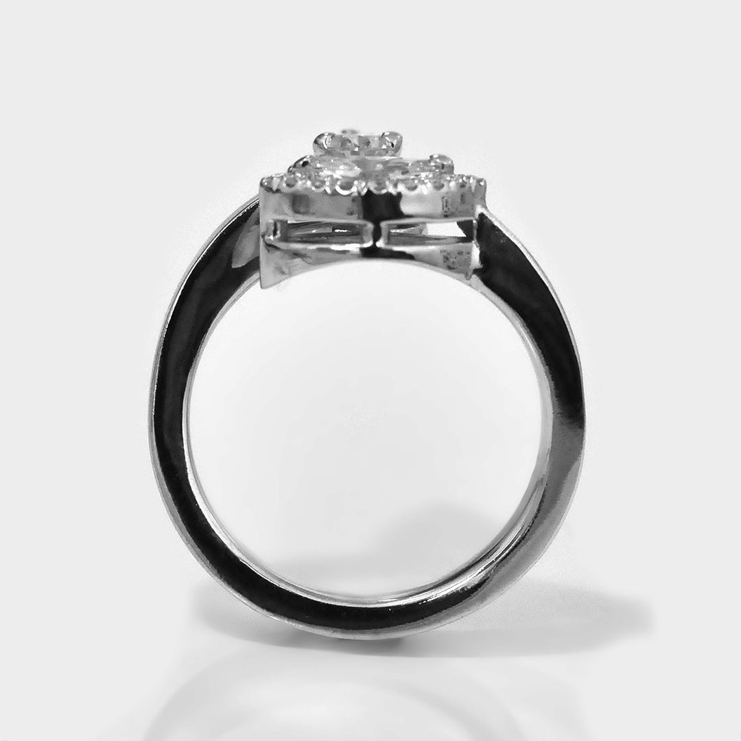 Pear &amp; marquise diamonds halo twin ring