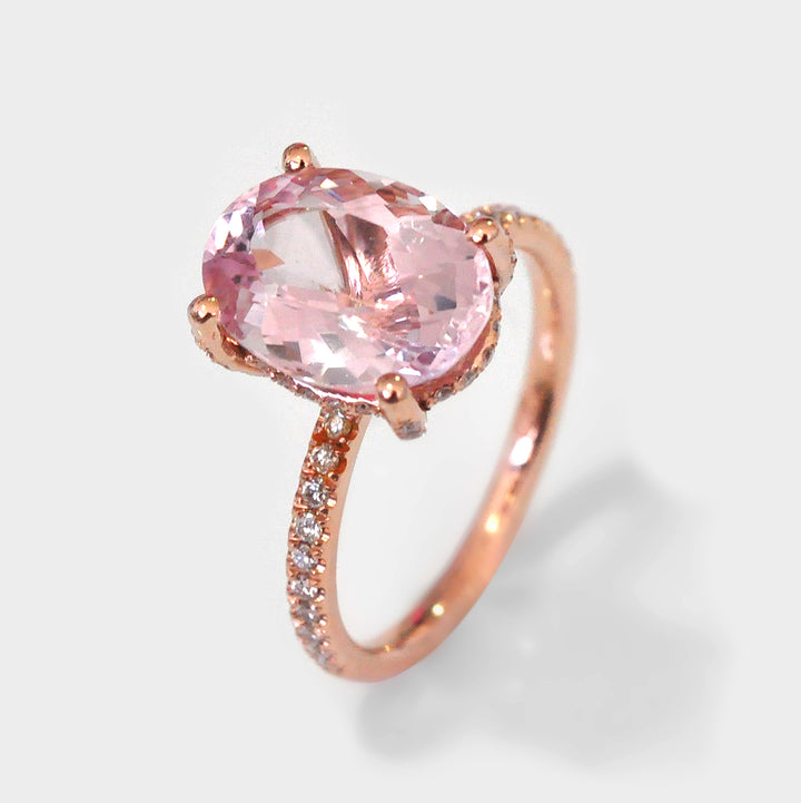 Pink Morganite Ring and Side Diamonds
