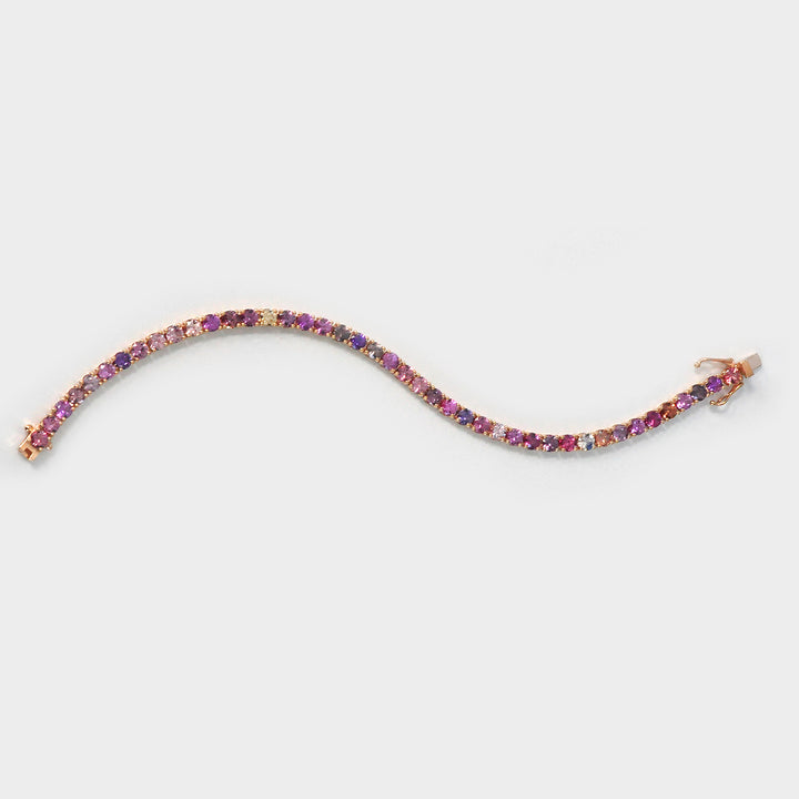 Round Rose Gold Pink &amp; Purple Sapphire Bracelet