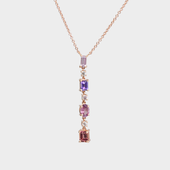 Fancy Sapphires and Diamonds Pendant in Rose Gold