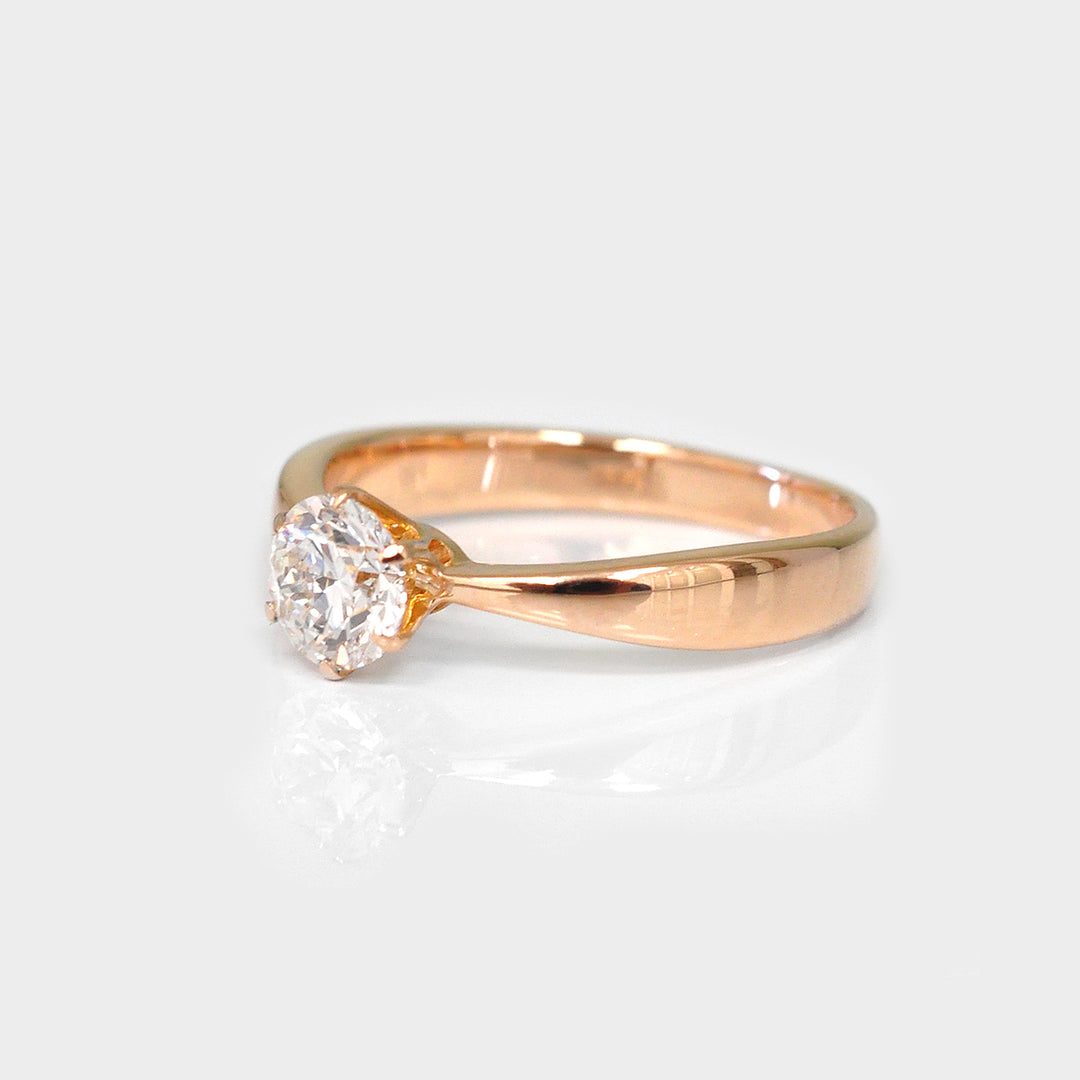 Thin to thick 6 Prongs Rose Gold Engagement Ring