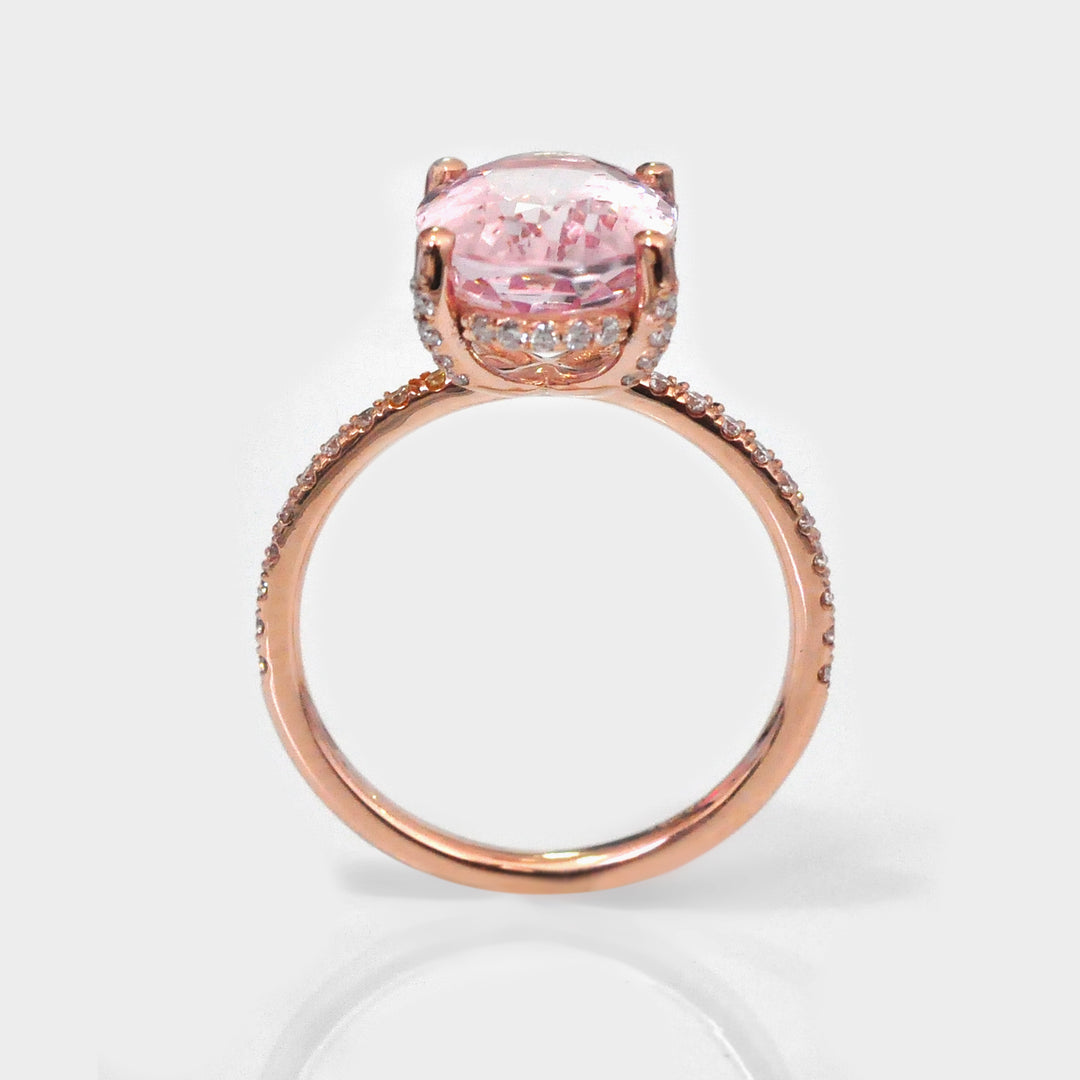 Pink Morganite Ring and Side Diamonds