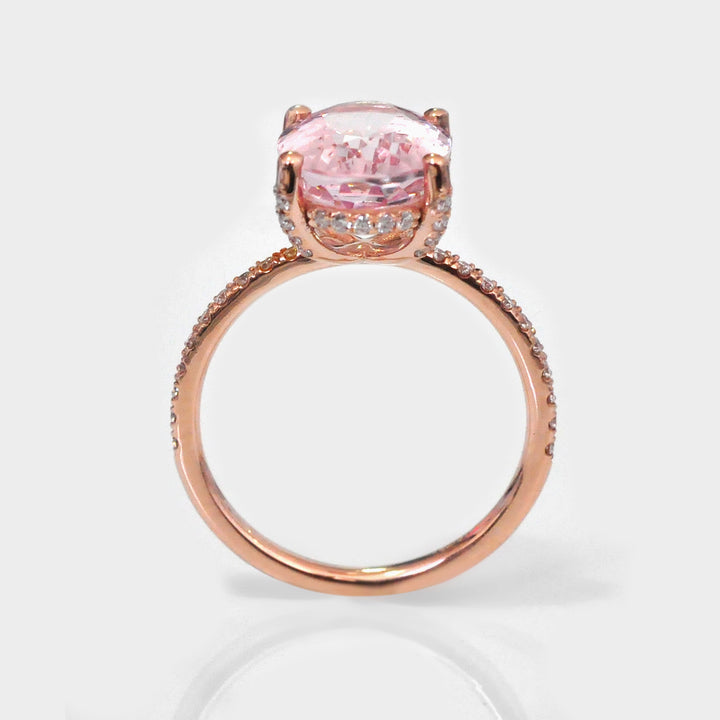 Pink Morganite Ring and Side Diamonds