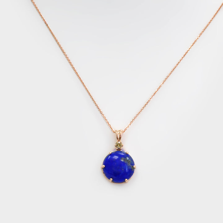 Lapis Lazuli and One Diamond Necklace