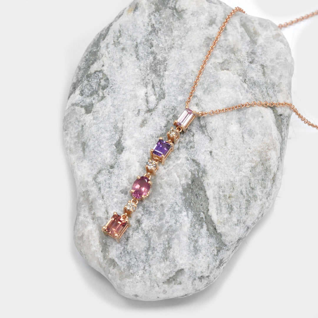 Fancy Sapphires and Diamonds Pendant in Rose Gold