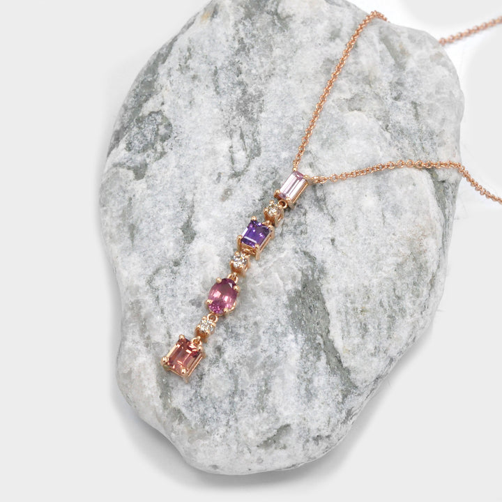 Fancy Sapphires and Diamonds Pendant in Rose Gold
