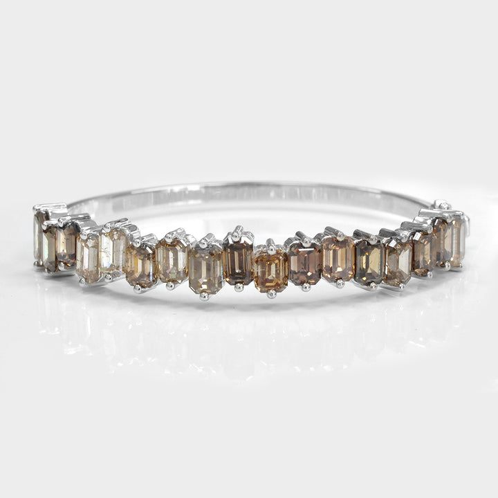 Unique Brown Diamonds Bangle in White Gold