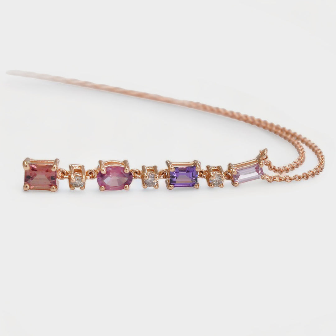 Fancy Sapphires and Diamonds Pendant in Rose Gold