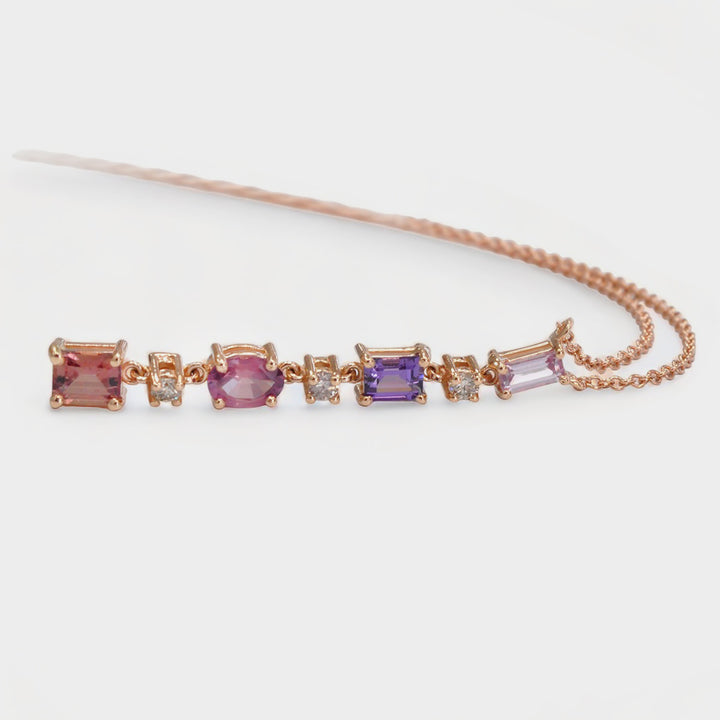 Fancy Sapphires and Diamonds Pendant in Rose Gold