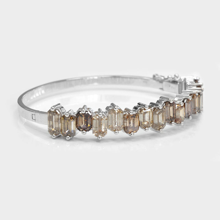 Unique Brown Diamonds Bangle in White Gold