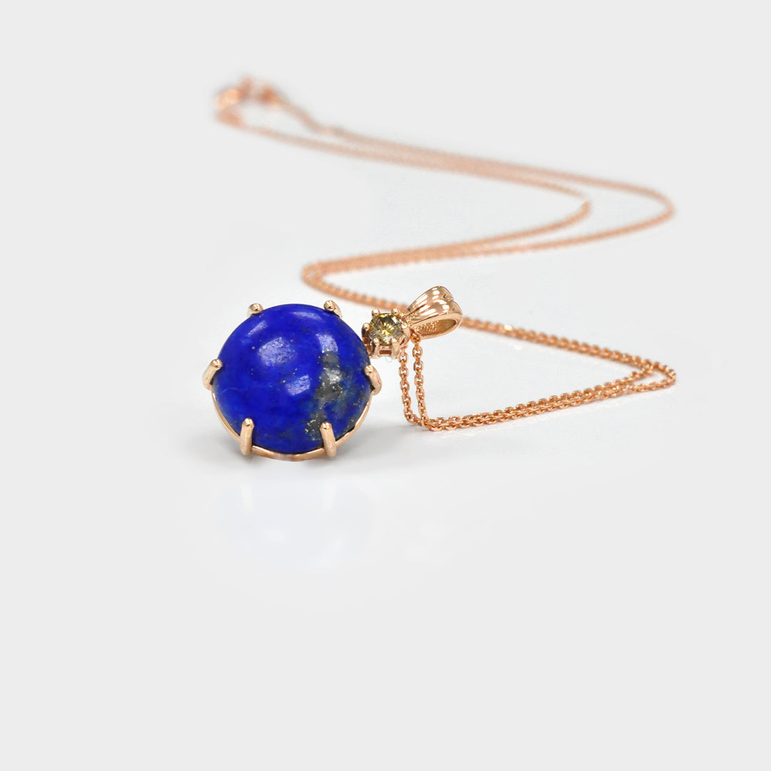 Lapis Lazuli and One Diamond Necklace
