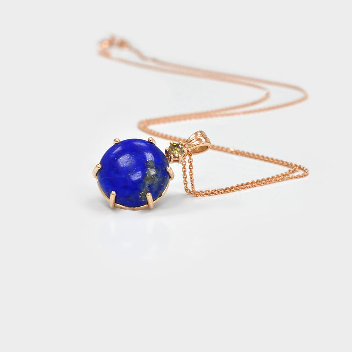 Lapis Lazuli and One Diamond Necklace
