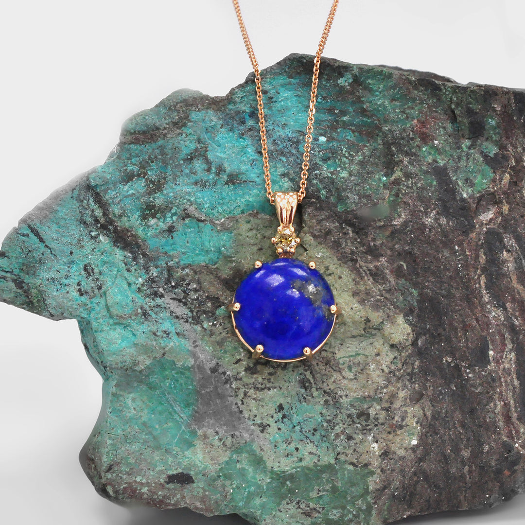 Lapis Lazuli and One Diamond Necklace